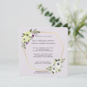 Witte en gele Floral met gouden bruiloft Kaart (Staand voorkant)