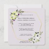 Witte en gele Floral met gouden bruiloft Kaart (Voorkant)