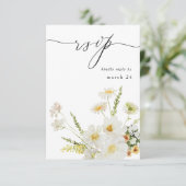 Witte en gele Floral met RSVP 2 Kaartje (Staand voorkant)