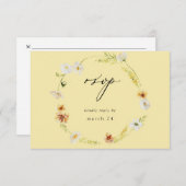 Witte en gele Floral w Meal RSVP - Geel (Voorkant / Achterkant)