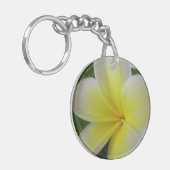 Witte en gele frangipane sleutelhanger (Voorkant Links)