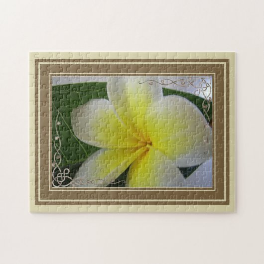 Witte en gele Frangipani-ventilator Legpuzzel (Horizontaal)