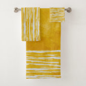 Witte en gele gestreepte vlekken bad handdoek (Insitu)