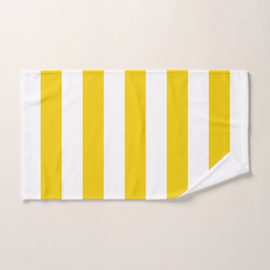 Witte en gele horizontale strepen bad handdoek (Handdoek)