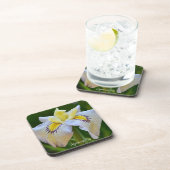 Witte en gele Japanse Iris Floral Bier Onderzetter (Rechterzijde)