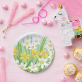 Witte en gele lente narcissen papieren bordje (Feest)