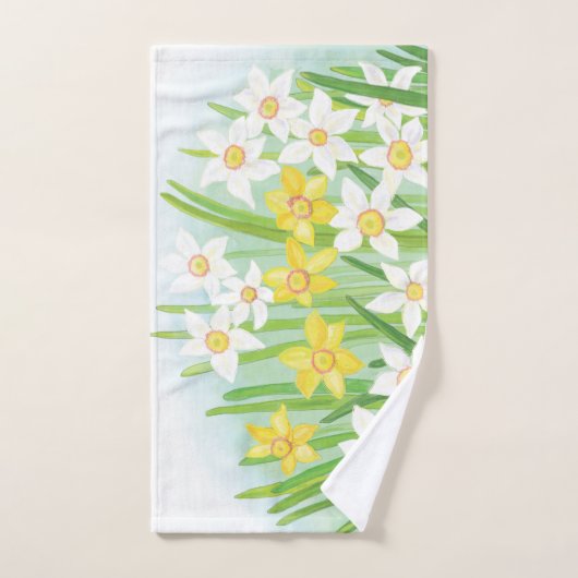Witte en gele lentesaffodils bad handdoek (Handdoek)