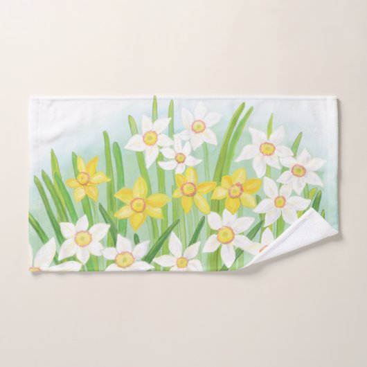 Witte en gele lentesaffodils bad handdoek (Handdoek)