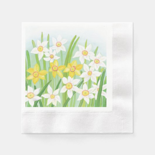 Witte en gele lentesaffodils servet (Voorkant)