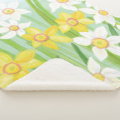 Witte en gele lentesaffodils sherpa deken (3/4)