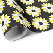 Witte en gele mazen op zwart cadeaupapier (Rol Hoek)