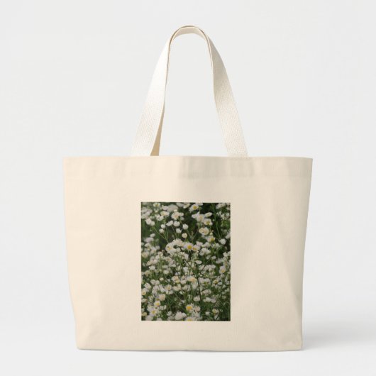 Witte en gele minibloemen van Daisy Aster Grote Tote Bag (Voorkant)