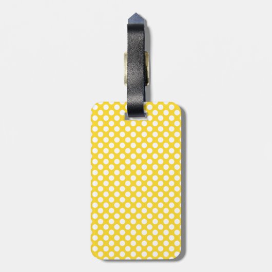 Witte en gele pokadot bagagelabel (Achterkant verticaal)