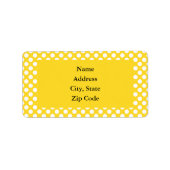 Witte en gele pokadot etiket (Voorkant)