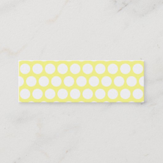 Witte en gele polka stippen mini visitekaartje (Voorkant)