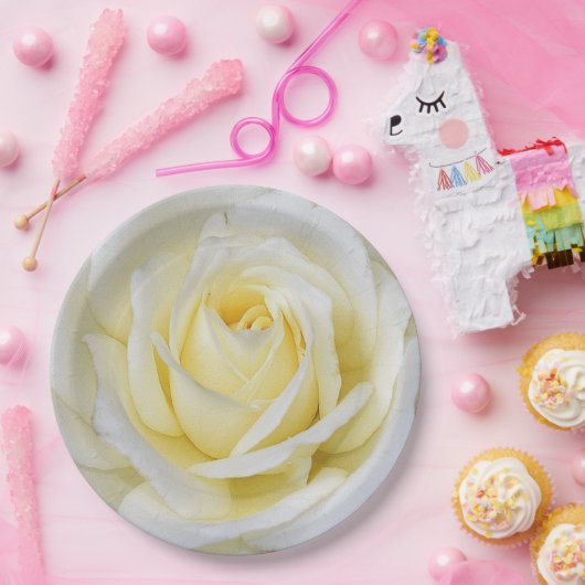 Witte en gele Rose Papieren Bordje (Feest)