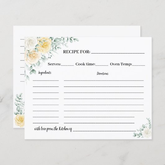 Witte en gele rozen Kaart Vrijgezellenfeest (Voorkant / Achterkant)