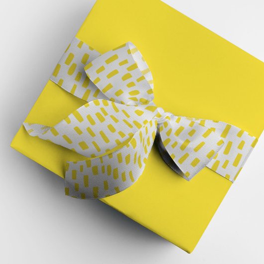 Witte en gele Stippen - Koolstof Grosgrain Lint