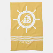 Witte en gele strepen en niervet theedoek (Verticaal)