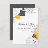Witte en gele tropische bladeren bedankje bedankkaart (Voorkant / Achterkant)