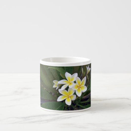 witte en gele tropische bloemen espresso kop (Voorkant)