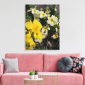 Witte en gele tuinbloemen canvas afdruk (Insitu (Woonkamer))