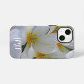 Witte en Gele Tuinbloemen Monogram iPhone Hoesje (Achterkant horizontaal)