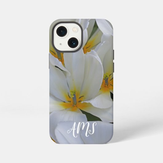 Witte en Gele Tuinbloemen Monogram iPhone Hoesje (Achterkant)
