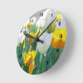 Witte en gele Tulp-wandklok Ronde Klok (Hoek)