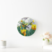 Witte en gele Tulp-wandklok Ronde Klok (Huis)