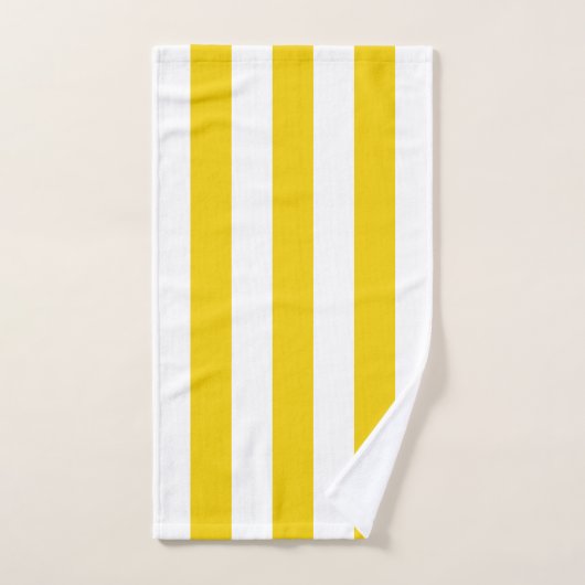 Witte en gele verticale strepen bad handdoek (Handdoek)