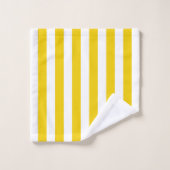 Witte en gele verticale strepen bad handdoek (Wasdoekje)