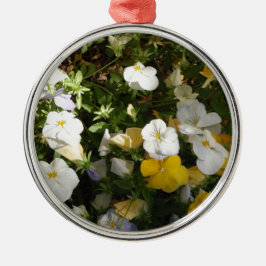 Witte en gele viooltjes metalen ornament