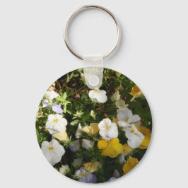 Witte en gele viooltjes sleutelhanger