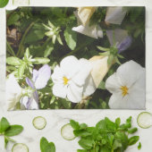 Witte en gele viooltjes theedoek (Gevouwen)