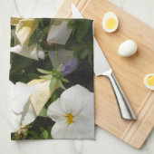 Witte en gele viooltjes theedoek (Quarter Fold)