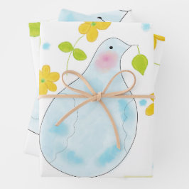 Witte en gele vredesduif inpakpapier vel