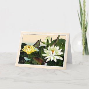 Witte en gele waterlilies, kunstkaart voor chemisc bedankkaart