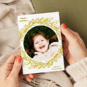 Witte en gele Waterverf Botanische foto Lijst Feestdagenkaart