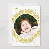 Witte en gele Waterverf Botanische foto Lijst Feestdagenkaart (Voorkant)