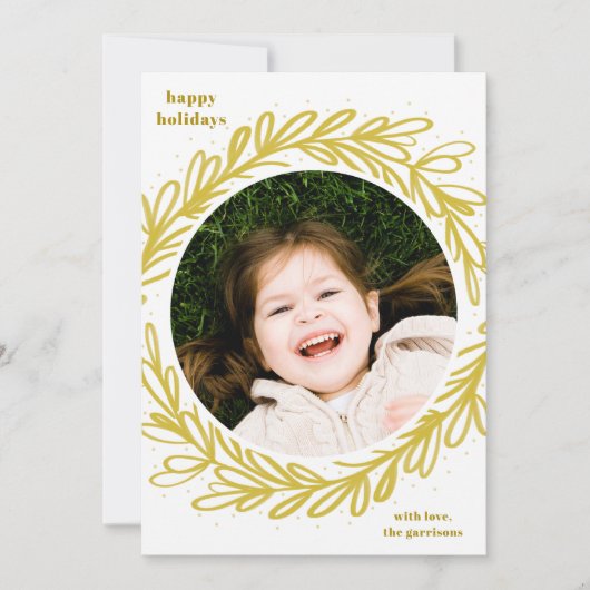 Witte en gele Waterverf Botanische foto Lijst Feestdagenkaart (Voorkant)