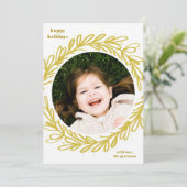 Witte en gele Waterverf Botanische foto Lijst Feestdagenkaart (Staand voorkant)