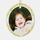 Witte en gele Waterverf Botanische foto Lijst Keramisch Ornament (Links)