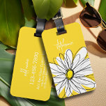 Witte en gele whimsical Daisy Custom Text Bagagelabel<br><div class="desc">Een zand en griezelig stuk van hipster. Je kunt een naam,  een monogram of een andere aangepaste tekst toevoegen. Als u de kunst rond moet bewegen,  klik op de aanpassingsknoop om veranderingen aan te brengen.</div>
