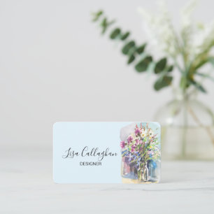 Witte en gele wilde bloemen visitekaartje