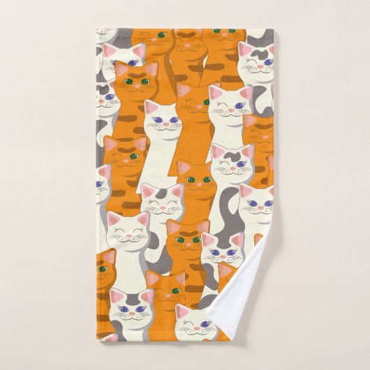 Witte en gember katten patroon groene ogen blauwe  bad handdoek (Handdoek)