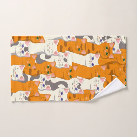 Witte en gember katten patroon groene ogen blauwe  bad handdoek (Handdoek)