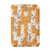 Witte en gember katten patroon groene ogen blauwe badmat (Voorkant Verticaal)