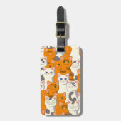 Witte en gember katten patroon groene ogen blauwe bagagelabel (Voorkant verticaal)