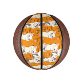 Witte en gember katten patroon groene ogen blauwe basketbal (Verticaal)